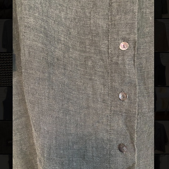 Eileen Fisher dark Navy/Gray Longsleeve Linen Dress Size Medium - Picture 3 of 4